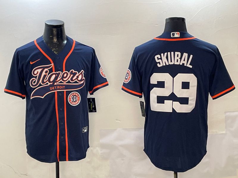 Men Detroit Tigers #29 Skubal Blue Joint Name 2025 Nike MLB Jersey style 5->detroit tigers->MLB Jersey